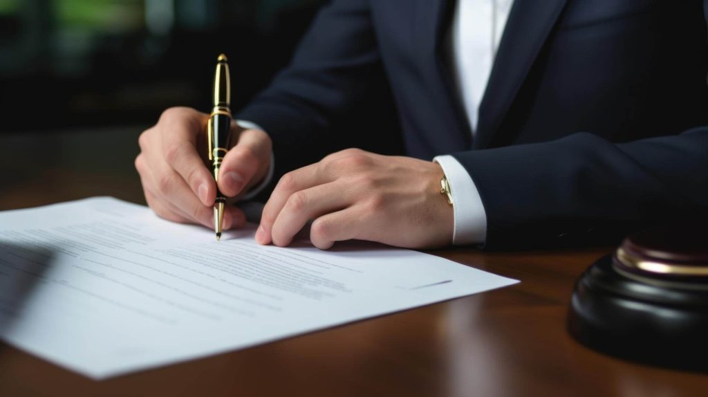 man signing Idaho divorce forms